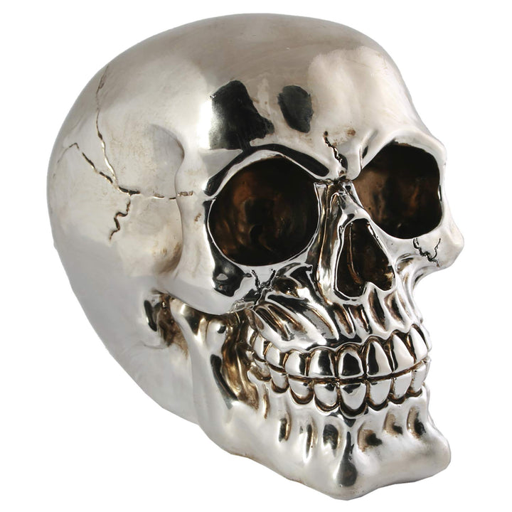 MIK funshopping Spardose Sparbüchse Im Totenkopf-Design (Metallischer Schädel Silber Hochglanz), Met