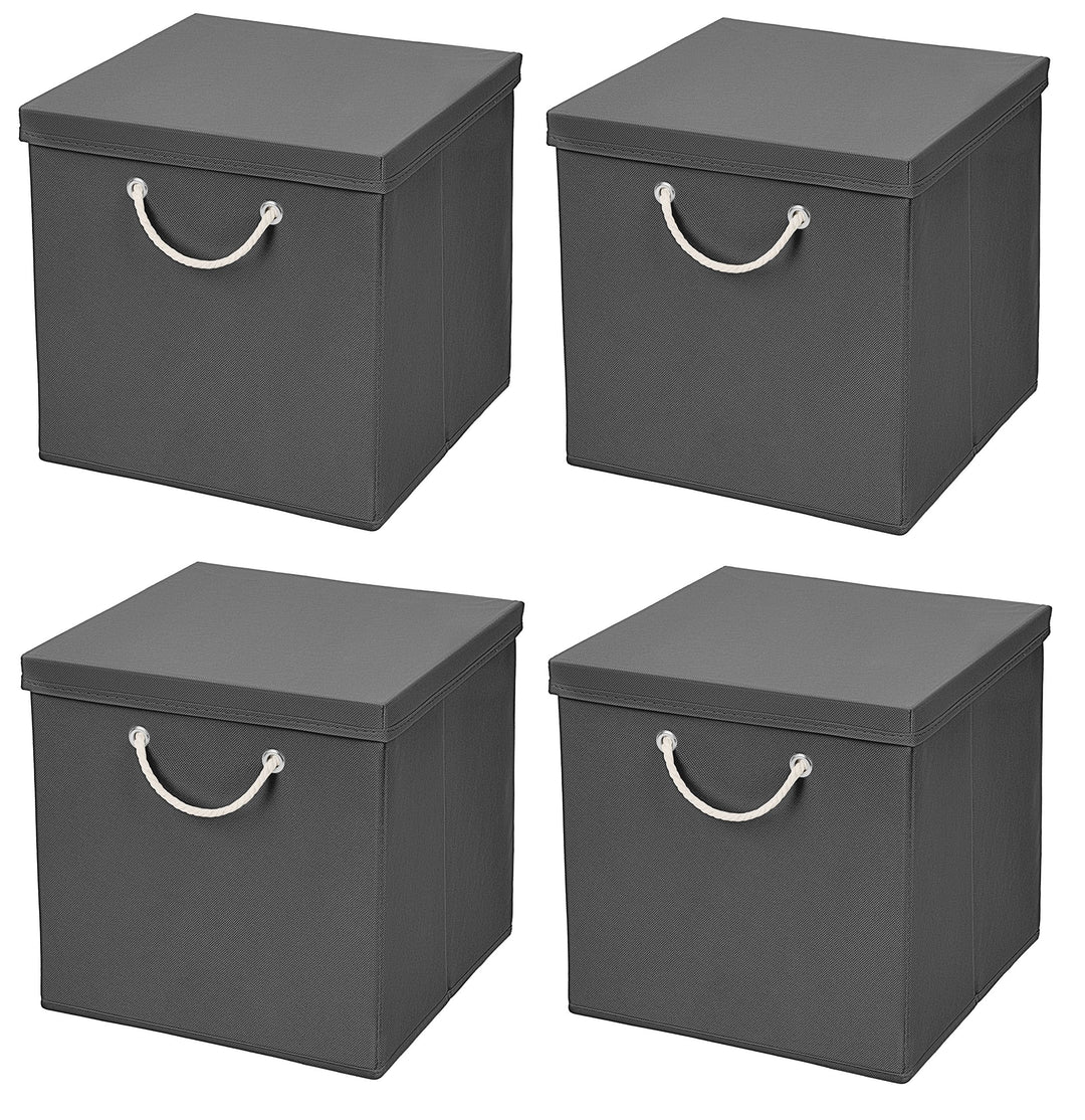 Stick&Shine 4x Aufbewahrungs Korb Dunkelgrau Faltbox 30 x 30 x 30 cm Regalkorb faltbar mit Kordel un