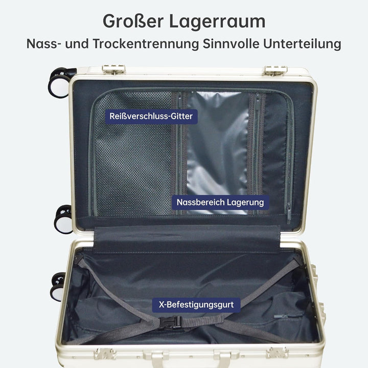Turmaster Patented Airline Genehmigt Handgepäck mit Spinner-Rädern, 20 Zoll Koffer mit Aluminiumrahm