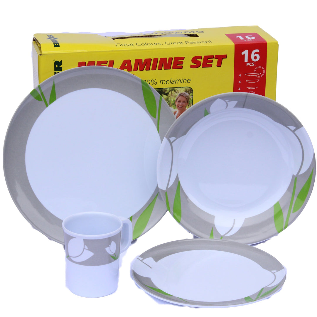 BRUNNER All Inclusive Teller aus Melamin Tulip - 16-tellig Mehrfarbig, Mehrfarbig