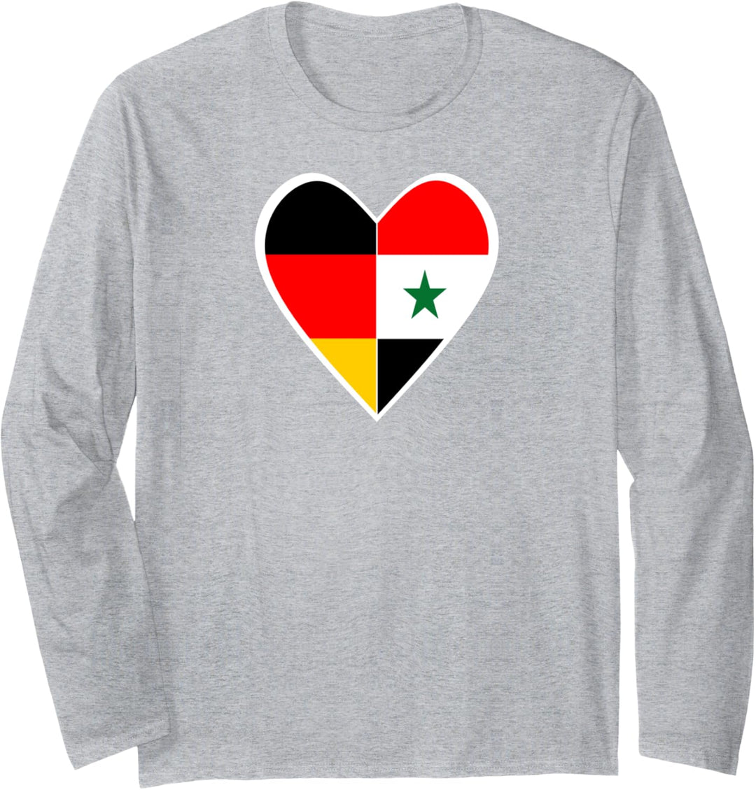 Nationalität & Freundschaft - Deutsch und Syrisch - Herz Langarmshirt