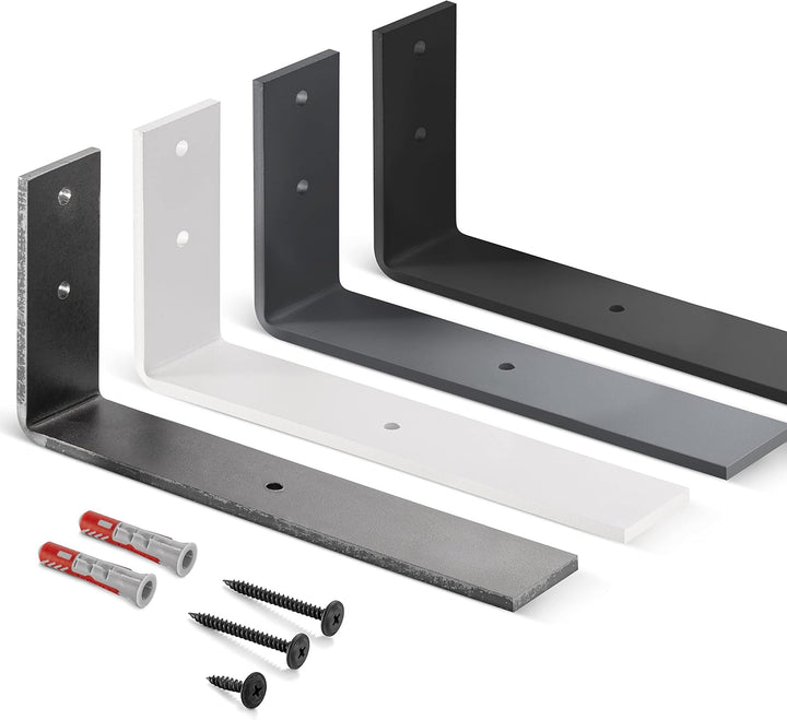 HOLZBRINK Regalträger Metall Regalhalter für Wandregal, Regalwinkel grau 250x100x40 mm, 8 Stück, HLR