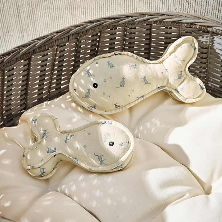 Loberon Kissen 2er Set Oceravia, beige/blau | Zwei Grössen - Süsse Fischform - Kuschelakzent für das