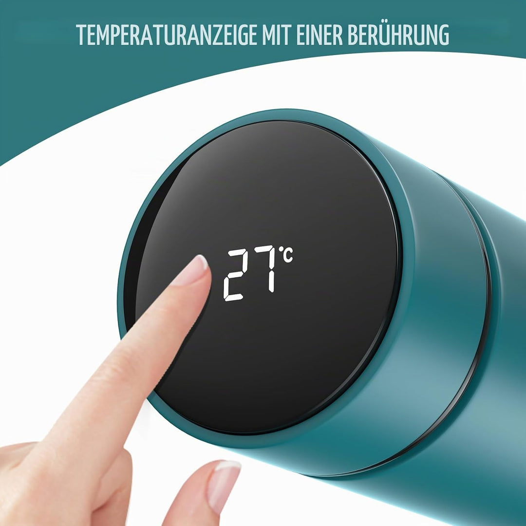 Homealexa 500ml Thermosflasche, Vakuum Isolierbecher Trinkflasche aus 304 Edelstahl, LED-Touchscreen