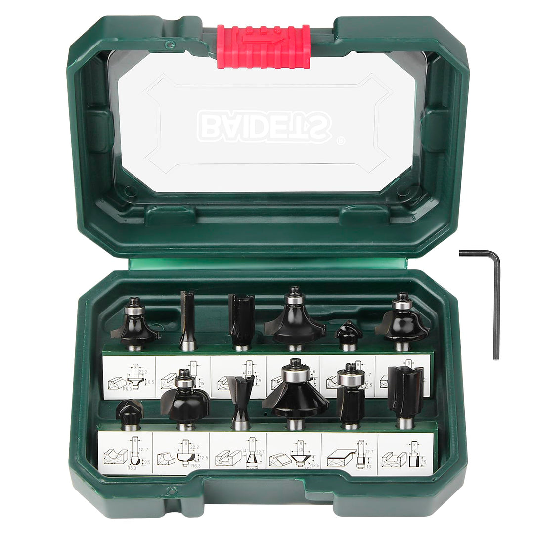 BAIDETS Pro 12tlg. Fräser Set für Holz - Hartmetall Fräsersatz, Zubehör Oberfräsen mit 8mm Schaft. 1