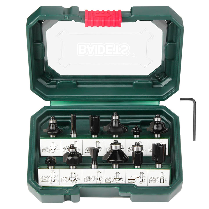 BAIDETS Pro 12tlg. Fräser Set für Holz - Hartmetall Fräsersatz, Zubehör Oberfräsen mit 8mm Schaft. 1