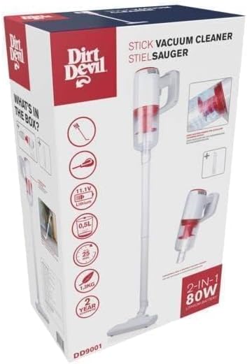 Dirt Devil Akku Staubsauger DD9001 – 2‑in‑1 Kabellos mit Handstaubsauger – Akkustaubsauger mit 80W L