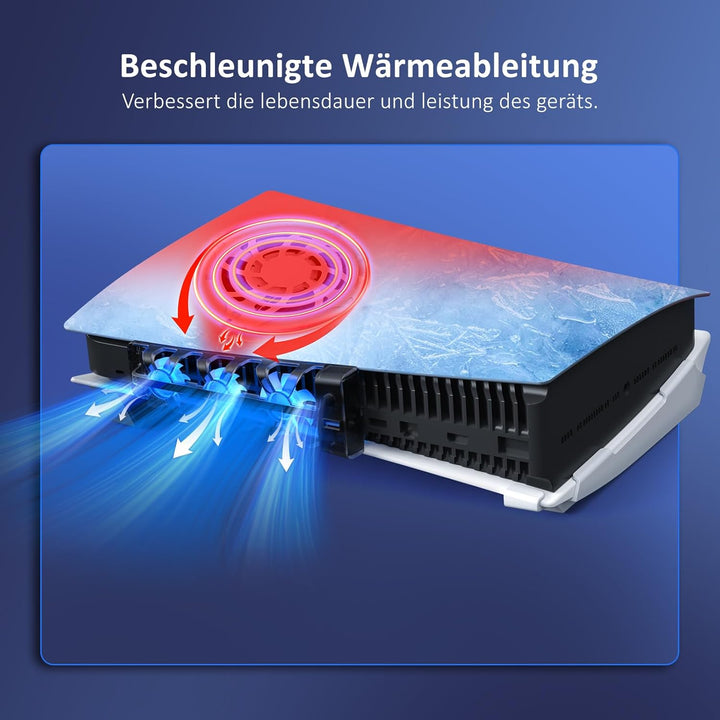 NexiGo PS5 Horizontal Stand mit leisem verbessertem Kühlventilator mit Einstellbarer Geschwindigkeit