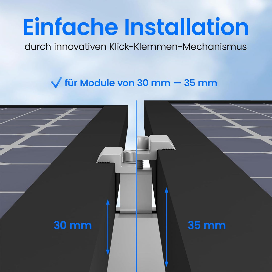 LIVING TEC® Halterung Balkonkraftwerk für Ziegeldach Komplettset für 30 & 35mm Module - Solarpanel H