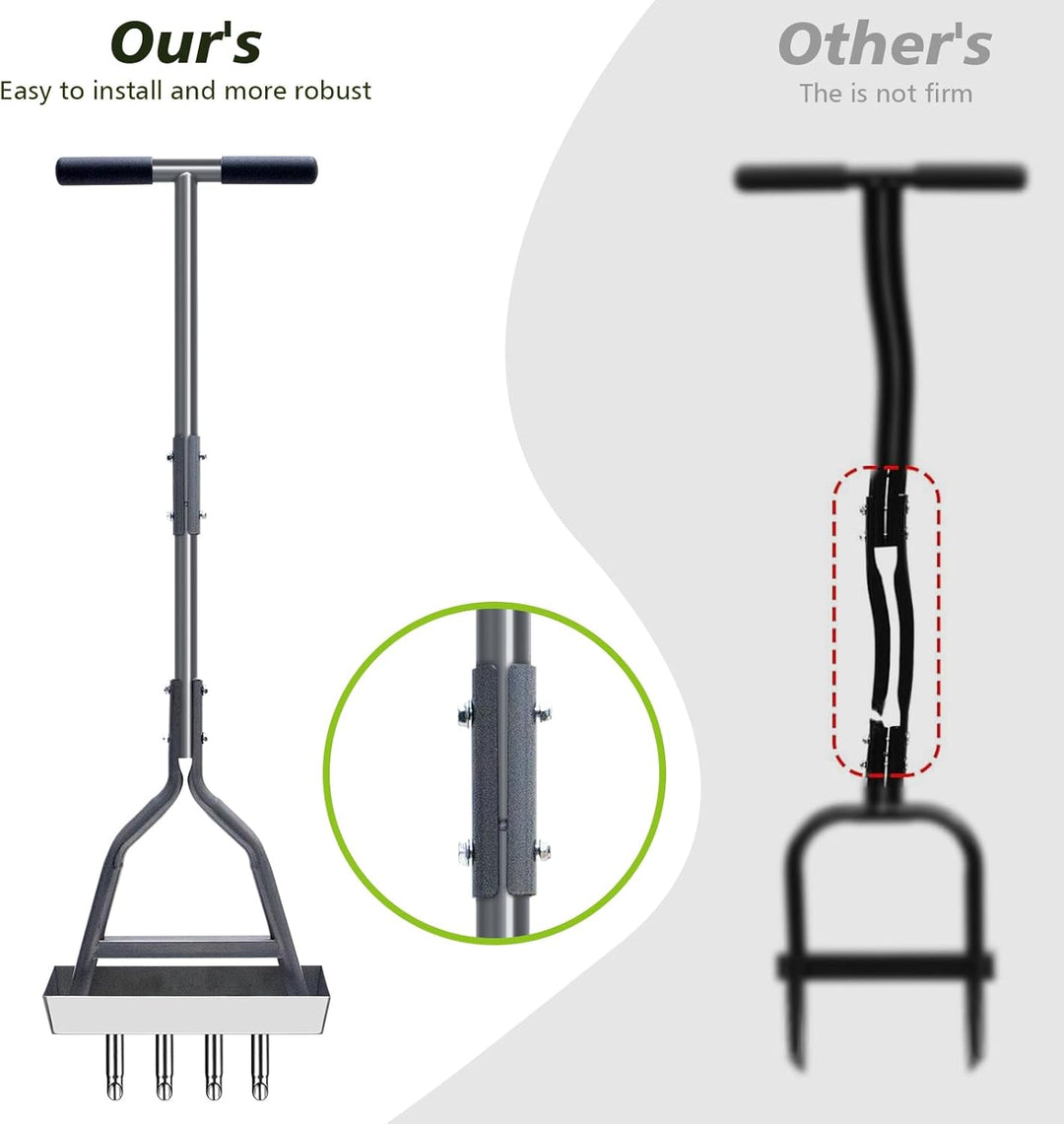 Rasenlüfter mit 4 Zinken, Rasenbelüfter Spike Metall mit Ablageschale & Gartengeräten, Rasen-Kernbel