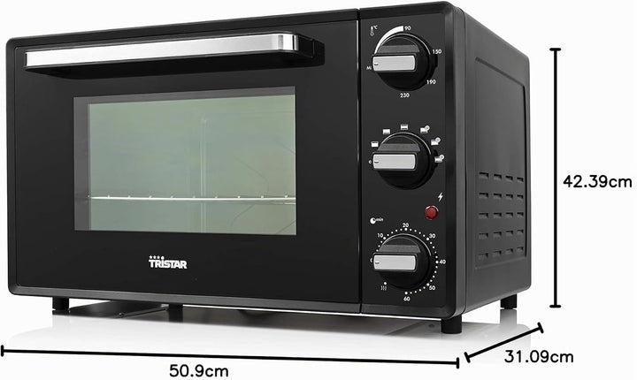 Tristar Umluft-Ofen - 1500 Watt, 28l Volumen, Timerfunktion, Doppelglastür, Regelbarer Thermostat bi