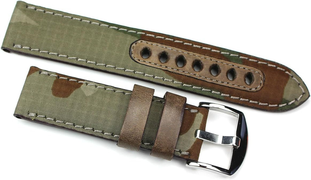Sulla Herren Uhrenarmband Canvas & Leder Marine Grün 22mm