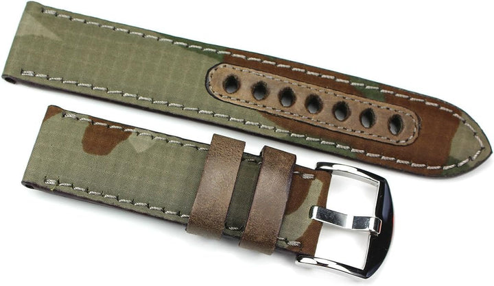 Sulla Herren Uhrenarmband Canvas & Leder Marine Grün 22mm