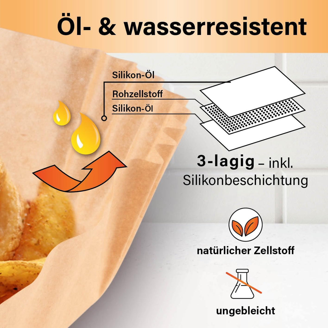 GOURMETmaxx Backpapier für Heissluftfritteuse 5 bis 8 Liter | Backpapierschale antihaftbeschichtet &amp;