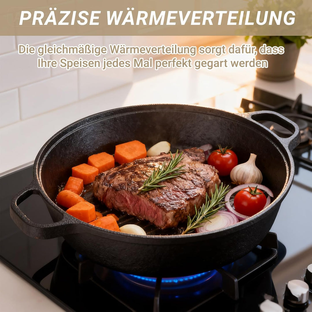 Gusseisen Grillpfanne Bratpfanne Antihaft Pfanne: 22-35cm Induktionspfanne Ohne Chemische Universal