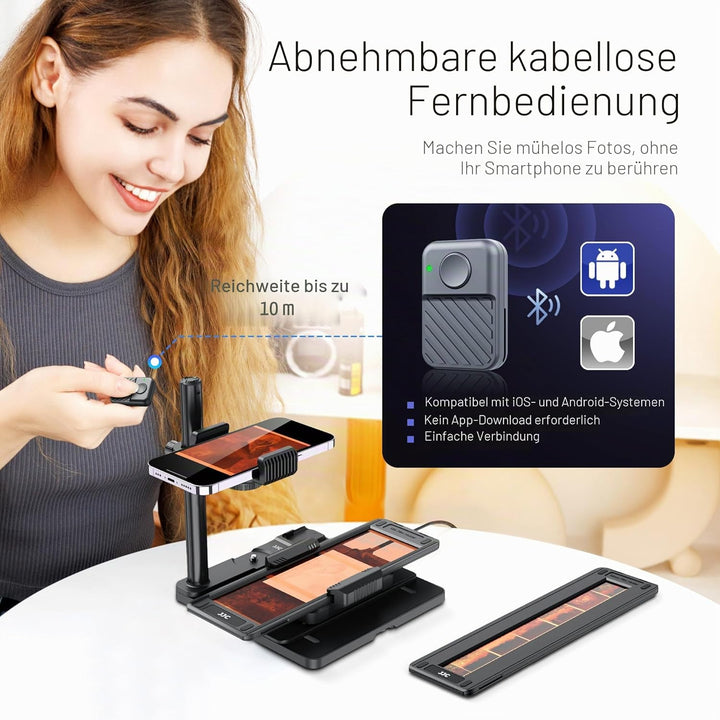 JJC Mobiles Negative Digitalisieren Set mit Diascanner Dimmbar LED Pad – Film Digitalisier Konvertie