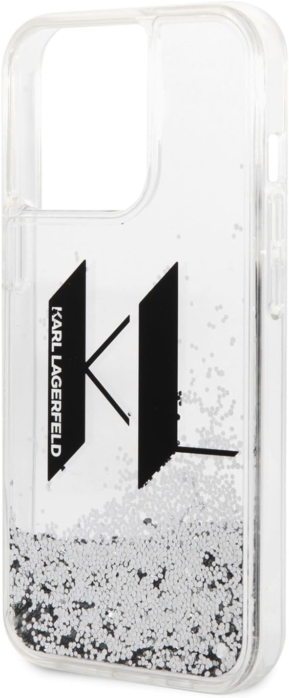 Karl Lagerfeld KLHCP14XLBKLCS Hülle für iPhone 14 Pro Max 6,7" Silber hardcase Liquid Glitter Big KL