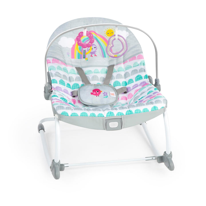 Bright Starts Rosy Rainbow Babywippe mit Vibration, Babysitz für Mädchen oder Jungs, Neugeborenes +