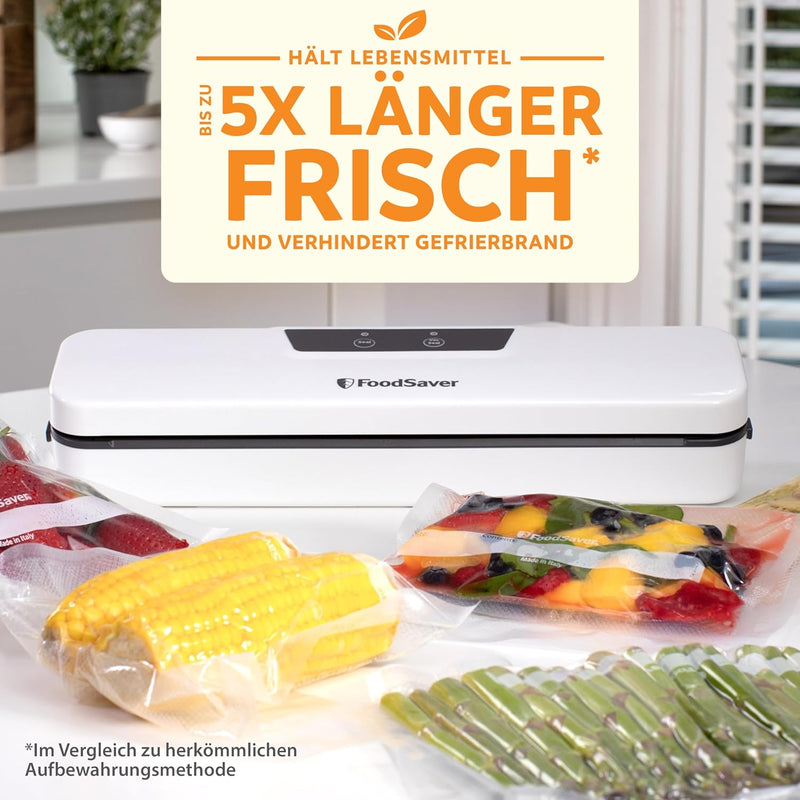 FoodSaver Everyday Vakuumiergerät | hält Lebensmittel bis zu 5X länger frisch | Vakuumierer in kompa