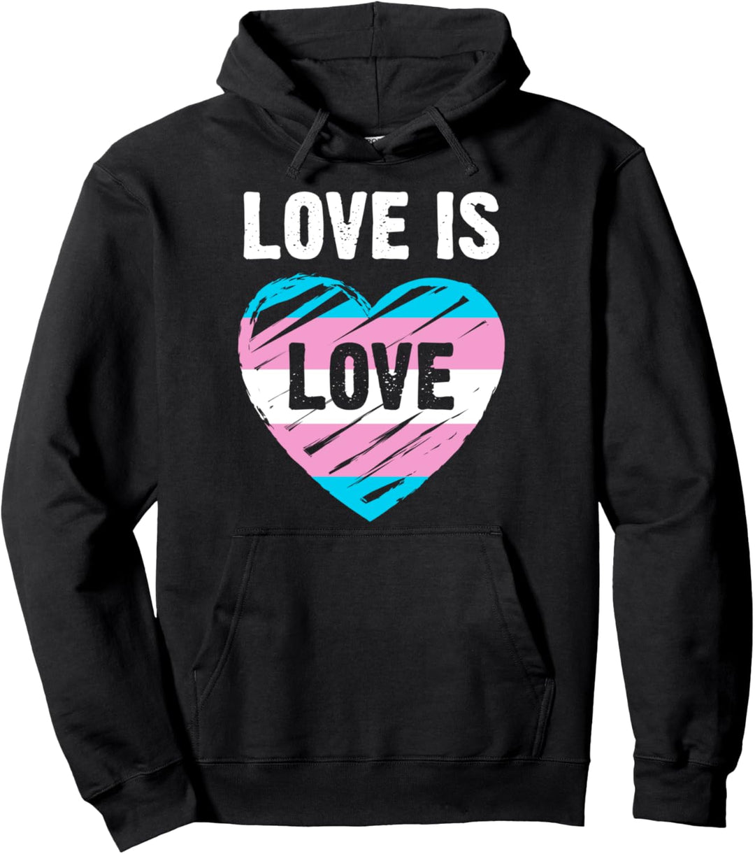 Transgender-Flagge, Herz, Love is Love Pullover Hoodie