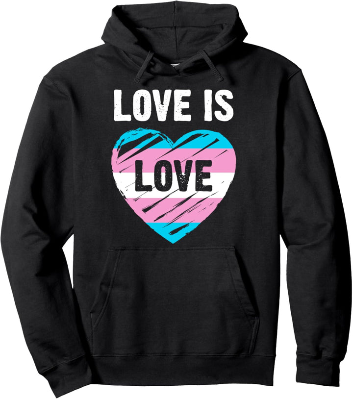 Transgender-Flagge, Herz, Love is Love Pullover Hoodie