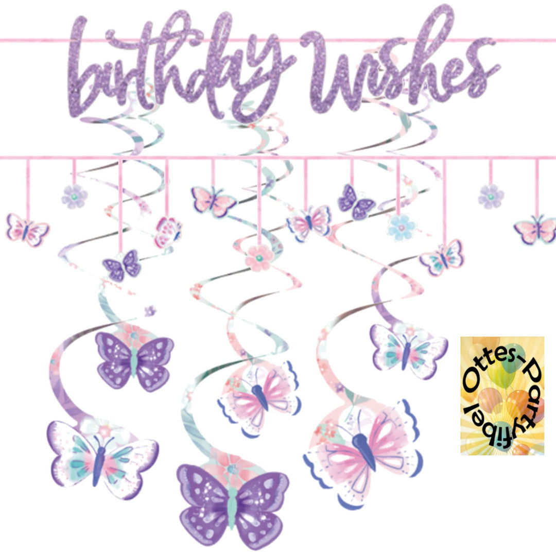 HHO Schmetterling-Flutter-Party-Set Deko - Dekoset - Partyketten Dekospiralen, Set: Dekoration