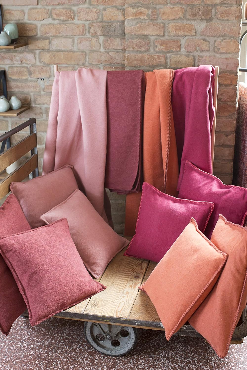 David Fussenegger Decke aus Baumwolle 140 x 200 cm Kuscheldecke mit Zierstich weich, Terracotta 140x