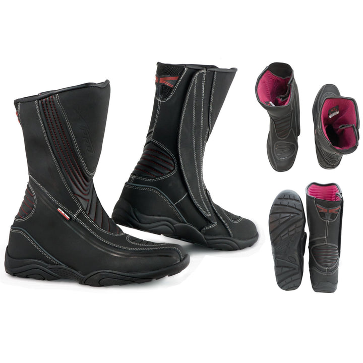 A-Pro Motorradstiefel Stadt und Tourismus Wasserdichtem Leder Grobe 44 EU Schwarz, 44 EU Schwarz