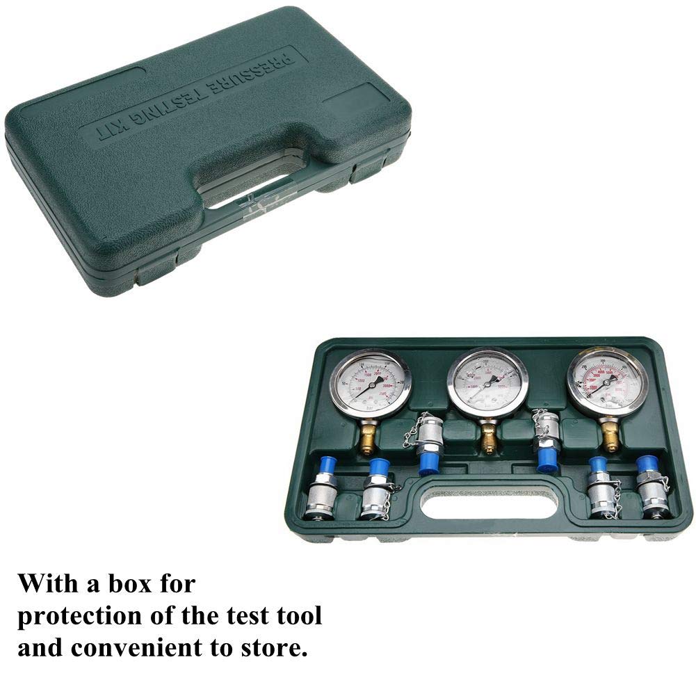 Hydraulikdruckmanometer-Kit, Hydraulikdruckprüfsatz mit 6 Kupplungen und 3 Gauge Kupplungen Langlebi