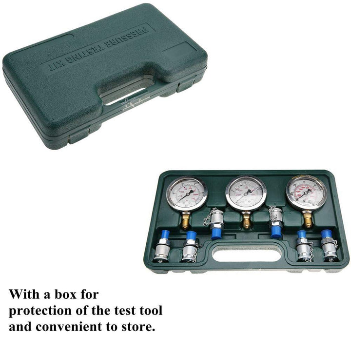Hydraulikdruckmanometer-Kit, Hydraulikdruckprüfsatz mit 6 Kupplungen und 3 Gauge Kupplungen Langlebi