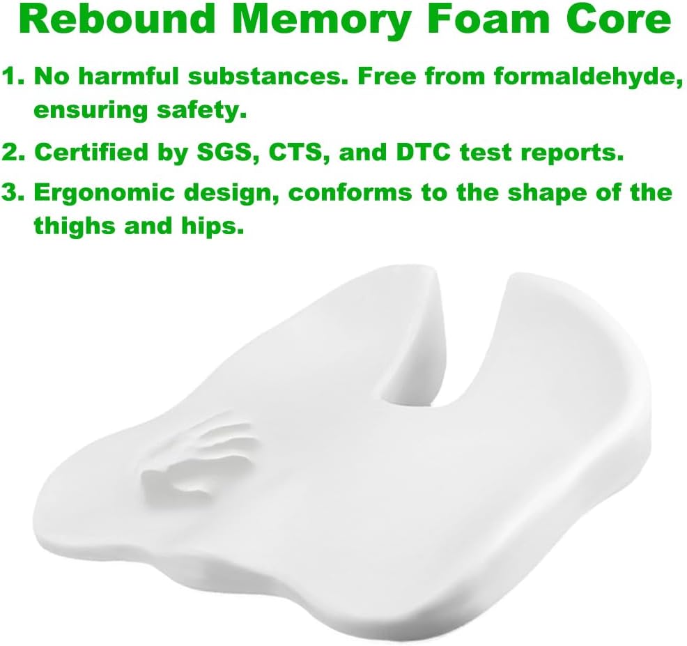 Orthopädisches Autositzkissen Memory Foam - Ergonomisches Keilkissen & Sitzkissen für Auto & LKW - E