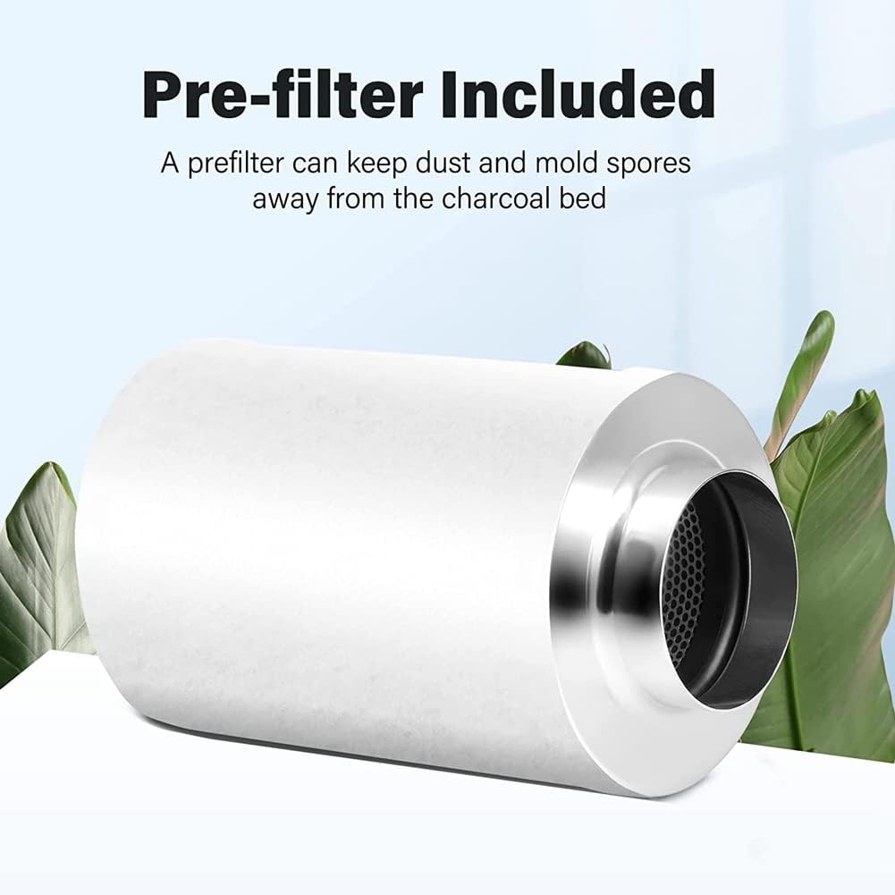 100mm Luftkohlefilter für Growzelte, Geruchskontrolle Kohlenstofffilter mit umkehrbarem Flansch & Vo