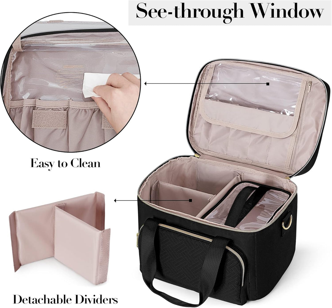 Makeup Tasche Reisetasche mit 2 einzelnen Kosmetiktaschen, grosser Makeup Organizer für Frauen, Schw