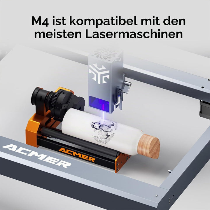 ACMER M4 Laser Rotary Roller Laser-Drehrolle, Lasergravierer Y-Achsen-Drehrolle 360° mit 3-150 mm Gr