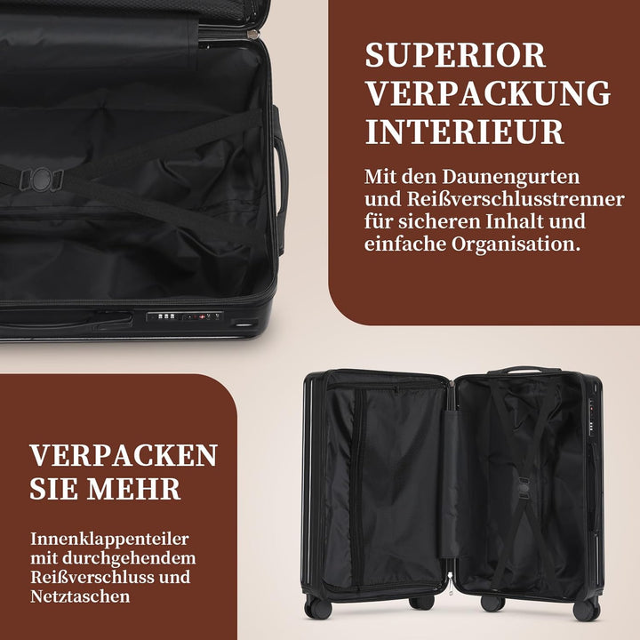 Kofferset 3 Teilig Hartschale Koffer Set Robustes und Langlebiges PC-Material Koffer mit TSA-Schloss