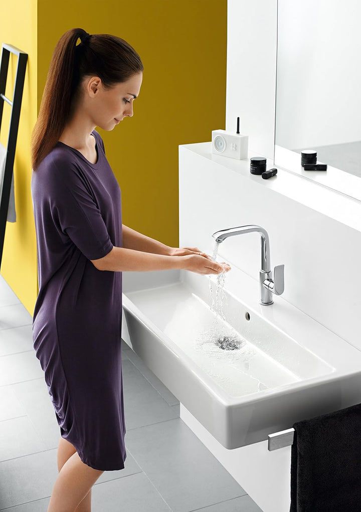 hansgrohe Wasserhahn Metris (Armatur mit Auslauf Höhe 230mm und Push-Open Ablaufgarnitur) Chrom Chro