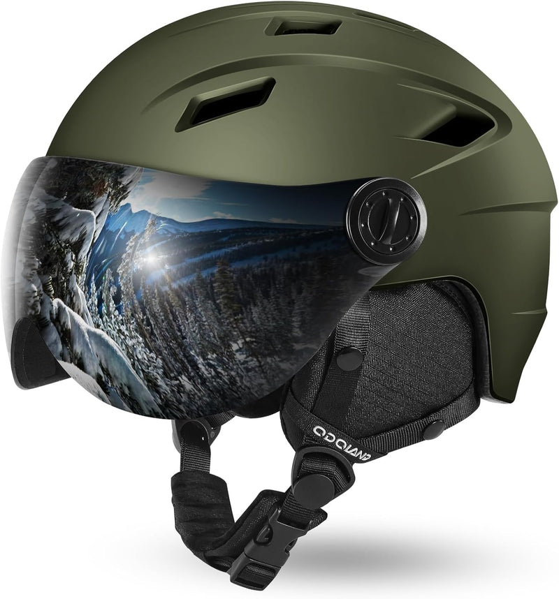 Odoland Erwachsene Skihelm Skihelm mit Visier, Leichter Race-Helm mit Helmvisier für Männer und Frau