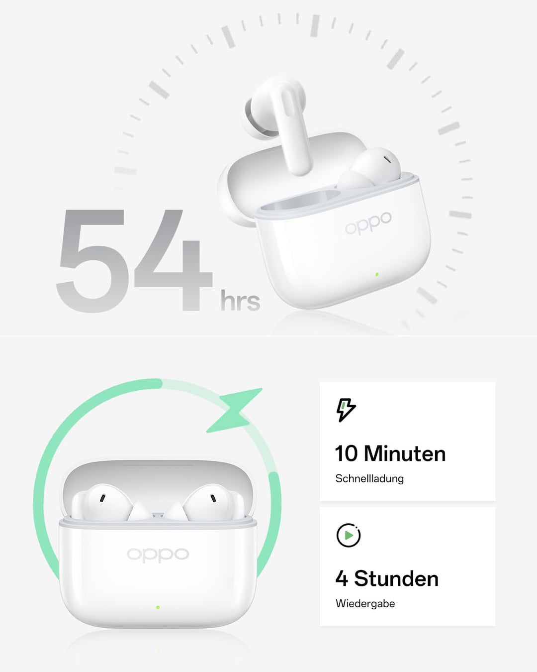 OPPO Enco Buds3 Pro True Wireless Ohrhörer, Bluetooth 5.4 Stereo In-Ear-Headset, Klare Gesangswieder