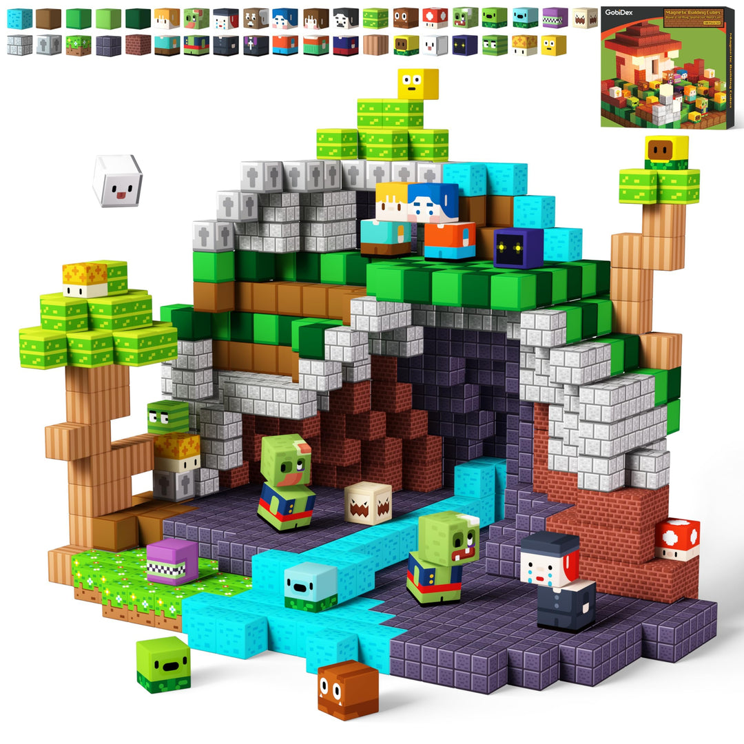 GobiDex Magnetische Bausteine 100 Stück - Zomblock Magnetbausteine für Kinder, Magnetblöcke Spielzeu