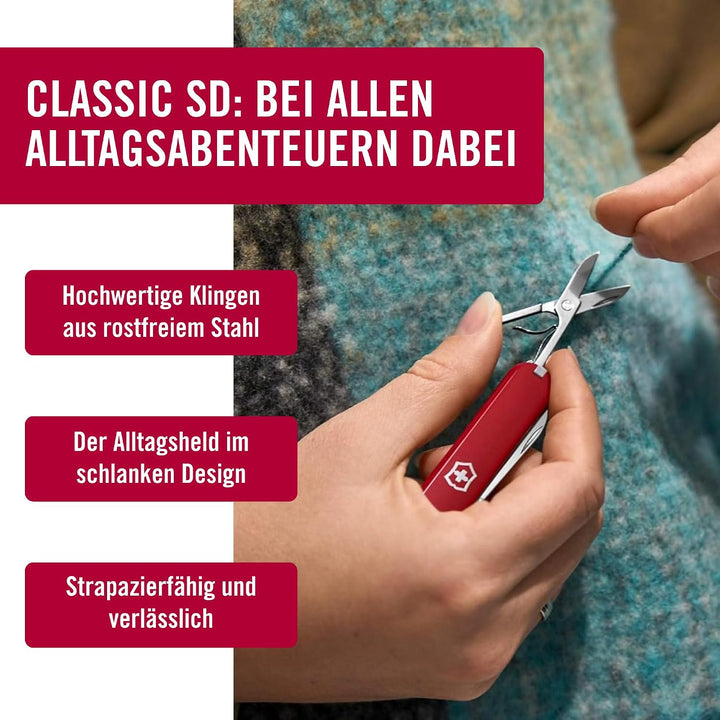 Victorinox Schweizer Taschenmesser, Klein, Classic SD, Multitool, Swiss Army Knife mit 7 Funktionen,