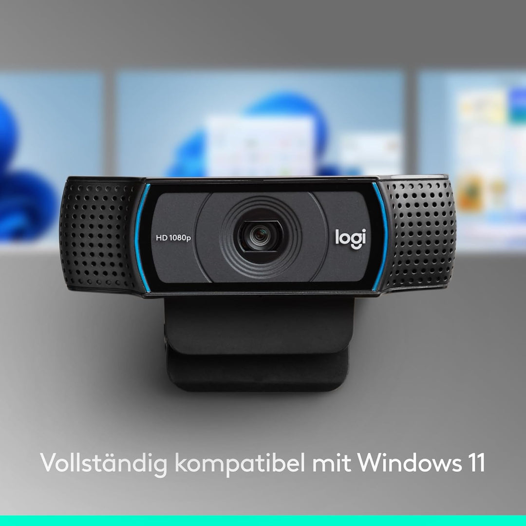 Logitech C920 HD PRO Webcam, Full-HD 1080p, 78° Sichtfeld, Autofokus, Klarer Stereo-Sound, Belichtun