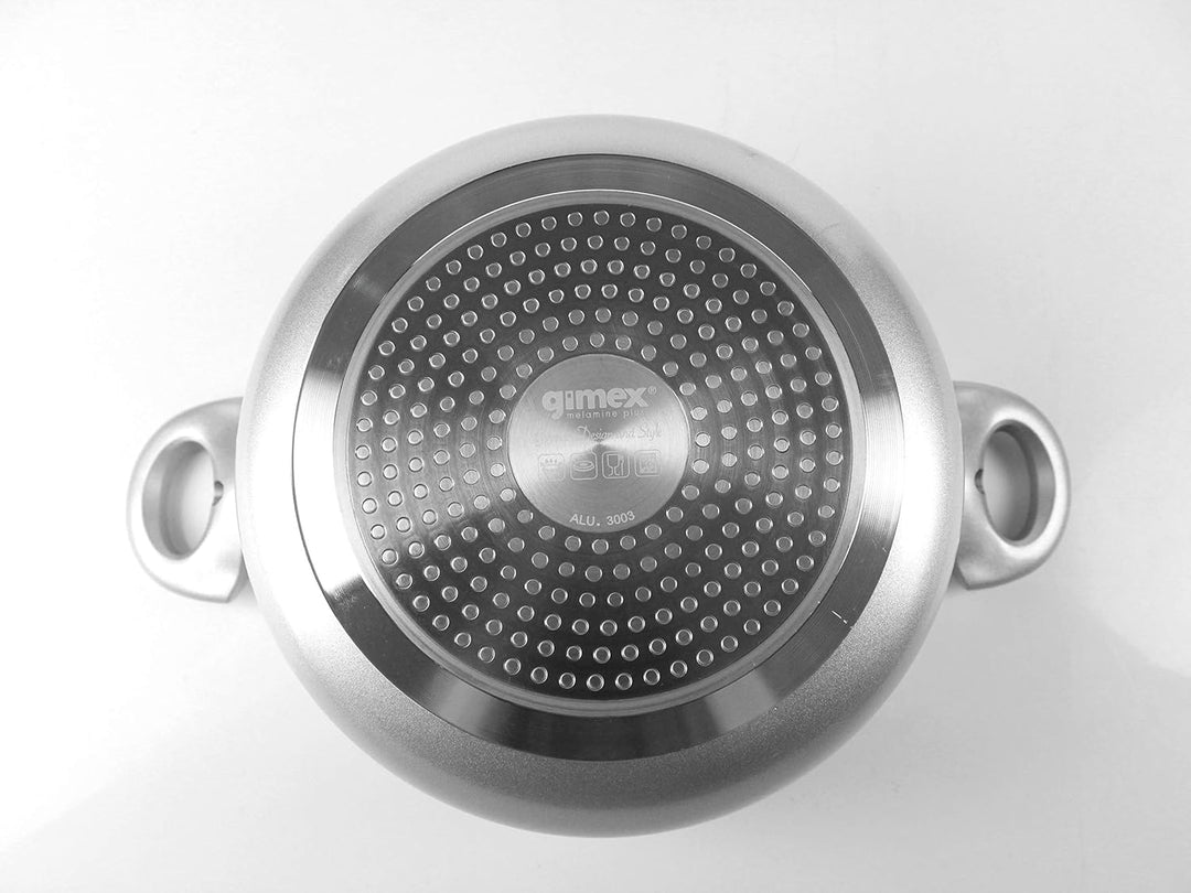 Gimex 9 TLG. Camping Kochtopfset 22cm Alu Aluminium mit Induktion Silber Metallic