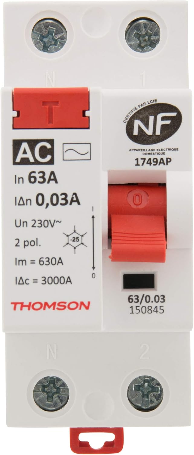 Thomson Differentialschalter mit Schraube, 63 A, Typ AC NF 63A Typ AC Einzigartig, 63A Typ AC Einzig