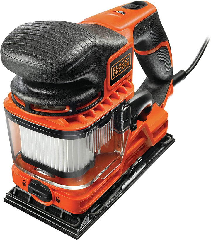 Black+Decker Schwingschleifer DUOSAND, Bandschleifer (270W, 2-fache Staubabsaugung, Staubfangbehälte
