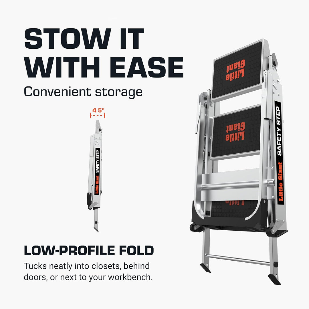 Little Giant Ladders, Safety Step, 2-Step, 2 foot, Step Stool, Aluminum, Type 1A, 300 lbs weight rat