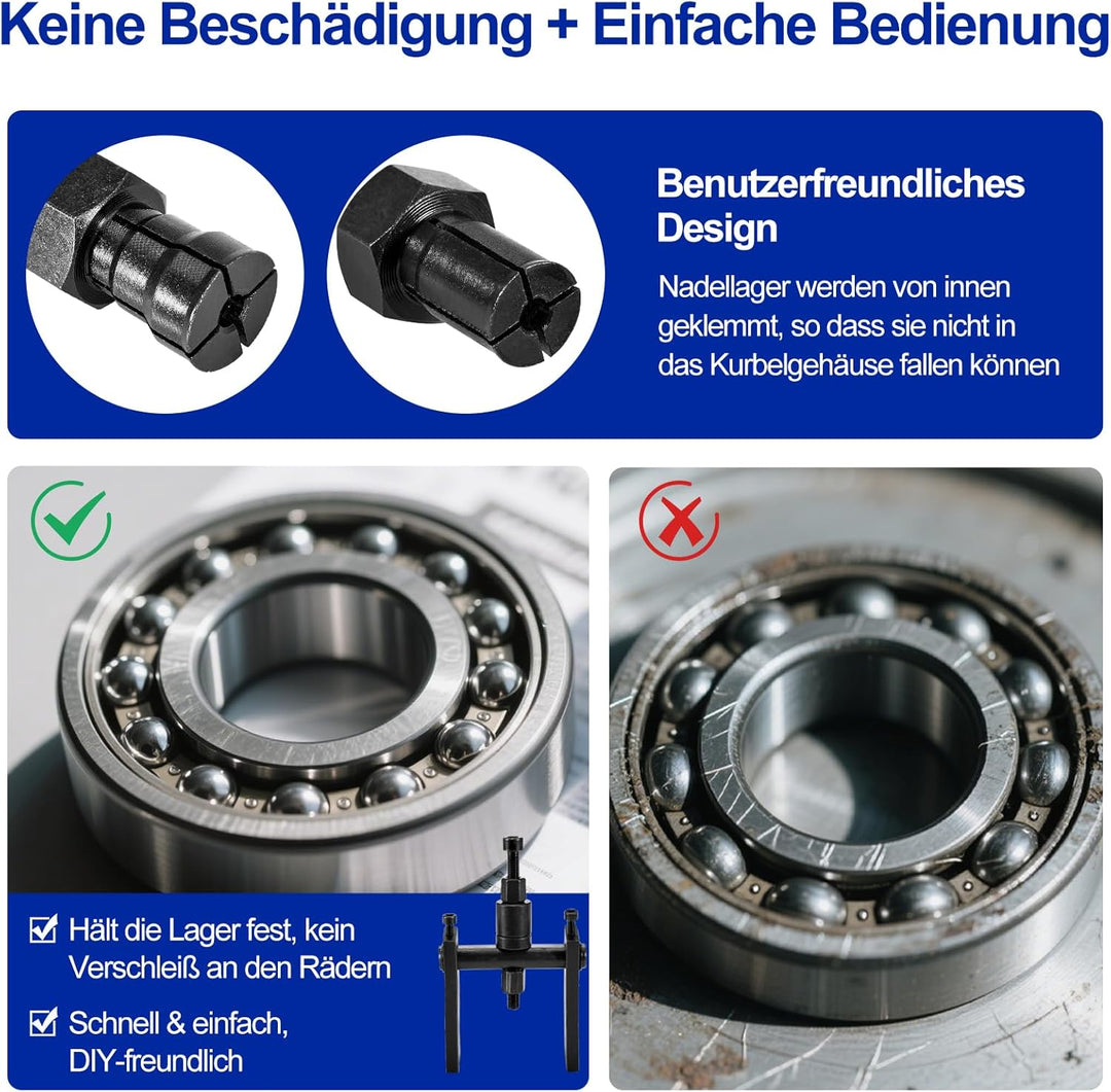 CarBole Motorrad-Innenlager-Abzieher-Set mit Aufbewahrungsbox 8-25 mm Innenlager-Entfernungswerkzeug