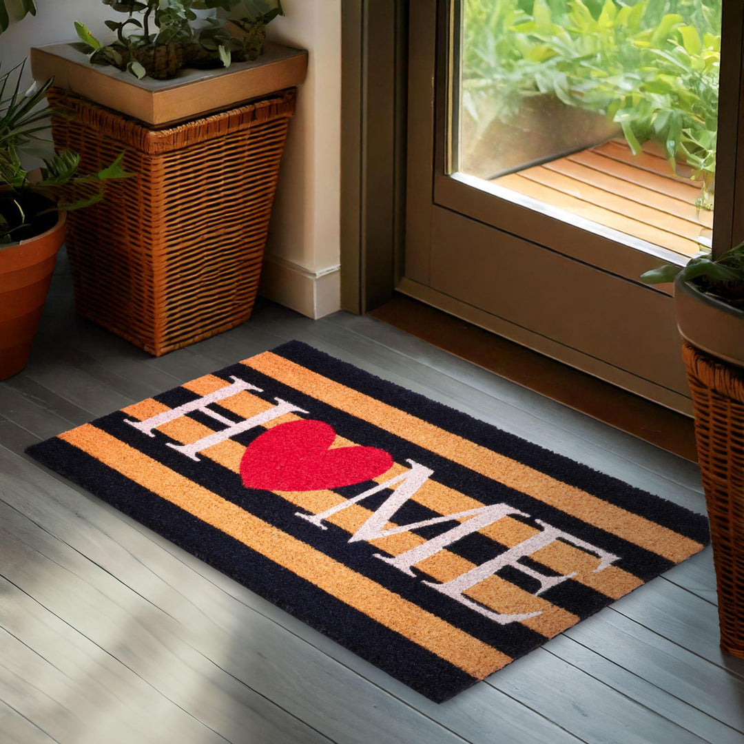 BRUBAKER Fussmatte für Aussen und Innen - Home mit Herz - 45 x 75 cm Schmutzfangmatte aus 100% Kokos