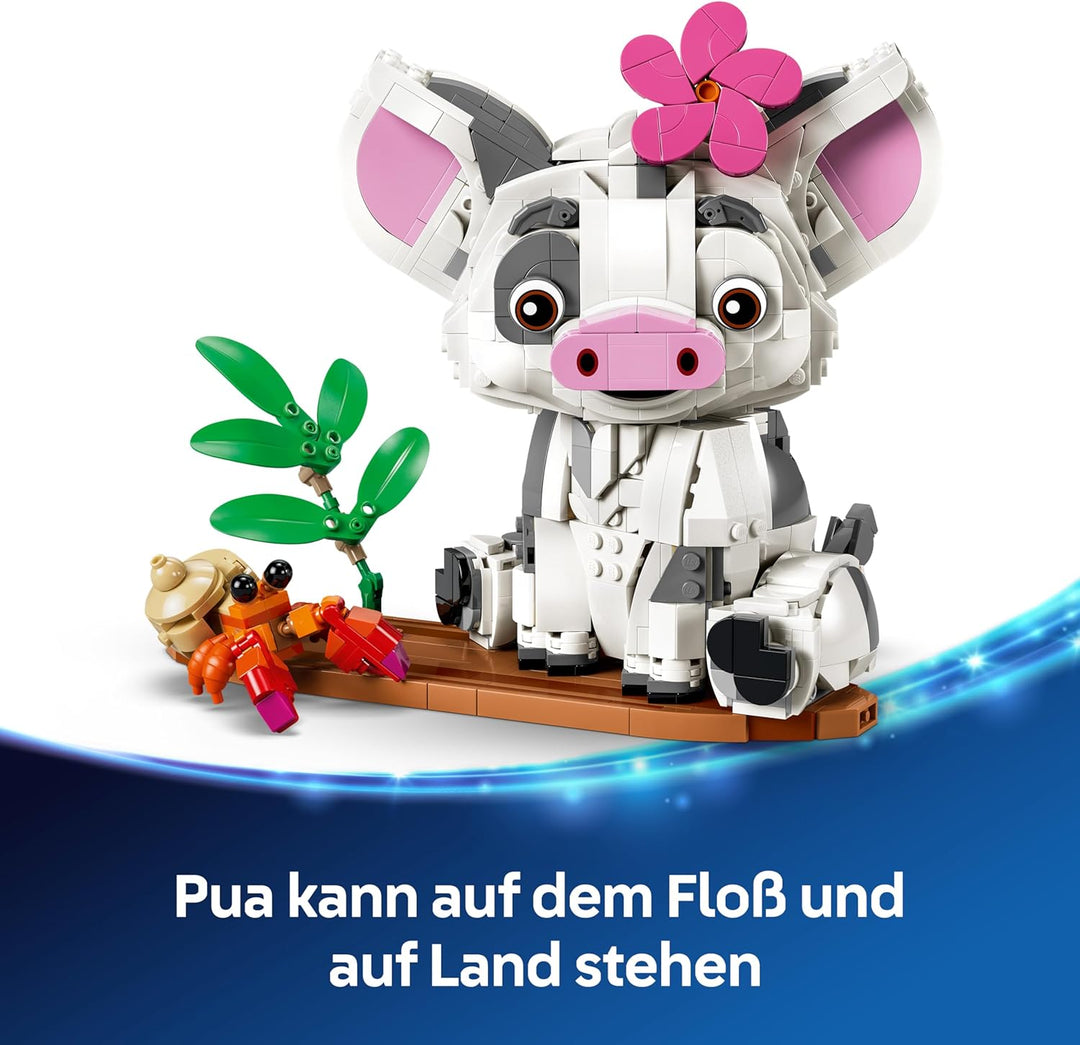 LEGO | Disney Vaiana Pua - Spielzeug Schwein mit Blume, Krabbe und Flossständer als Zimmerdeko - Geb