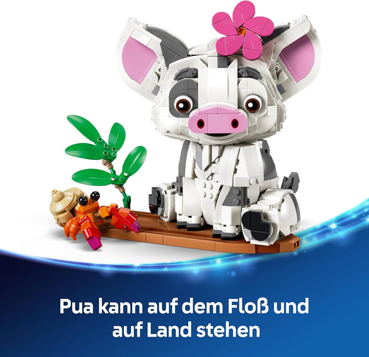 LEGO | Disney Vaiana Pua - Spielzeug Schwein mit Blume, Krabbe und Flossständer als Zimmerdeko - Geb