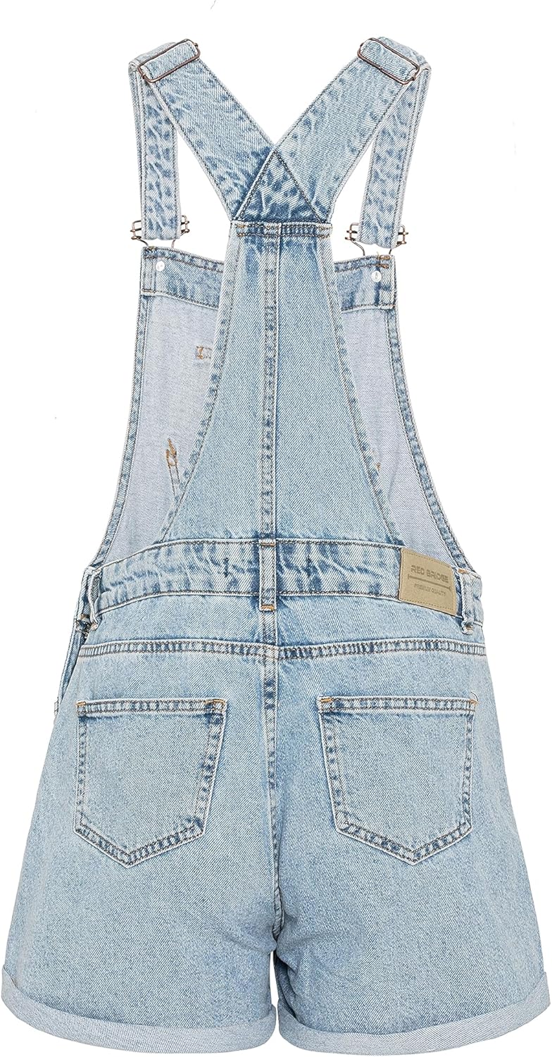 Red Bridge Damen Shorts kurze Hose Hot-Pants Latzhose Overall 30W Hellblau, 30W Hellblau